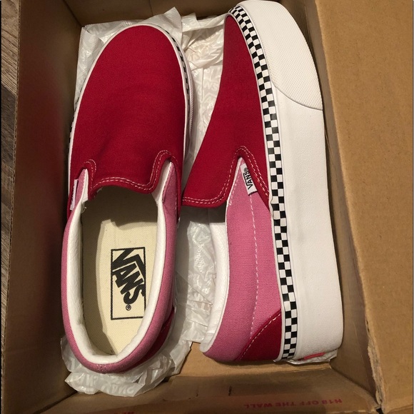 Vans Authentic red/pink checkerboard slip one - Picture 1 of 6